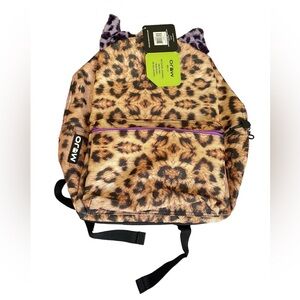 Mojo Backpack Full Size Animal Cheetah Print Faux Fur Purple Ears NWT